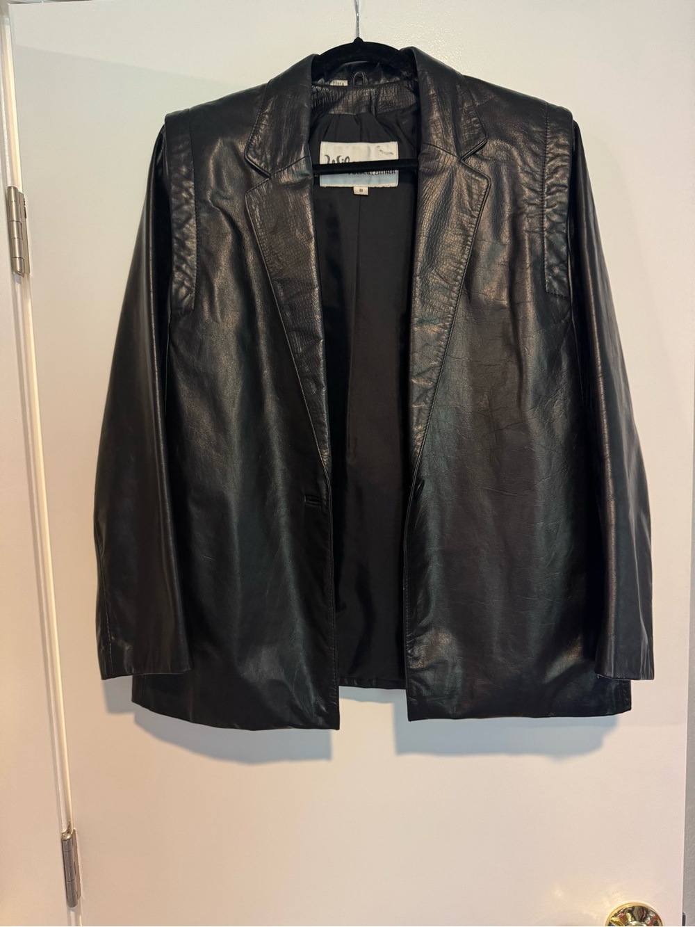 Vintage Wilson Black Leather Blazer Jacket Size 8
